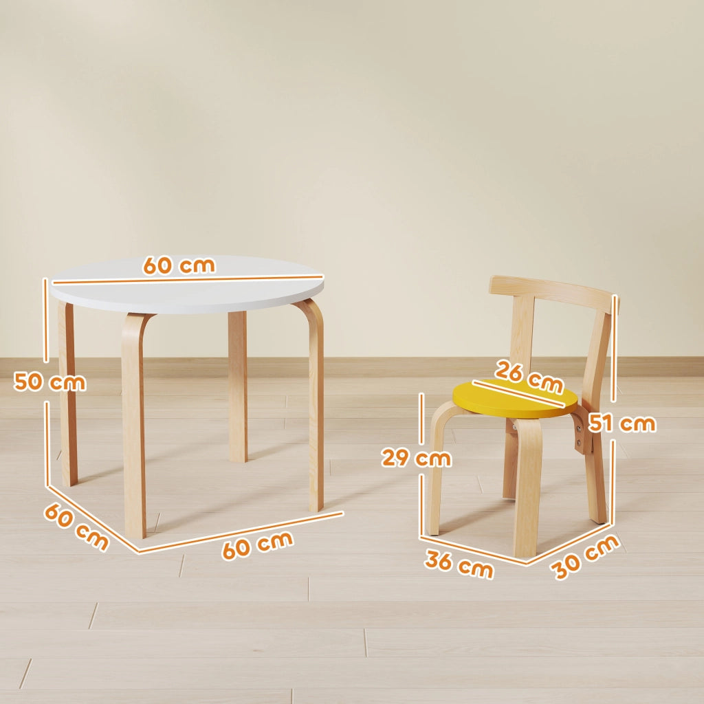 Set Tavolo e Sedie per Bambini 3-8 Anni 5 pz con Bordi Arrotondati in Legno Multicolore