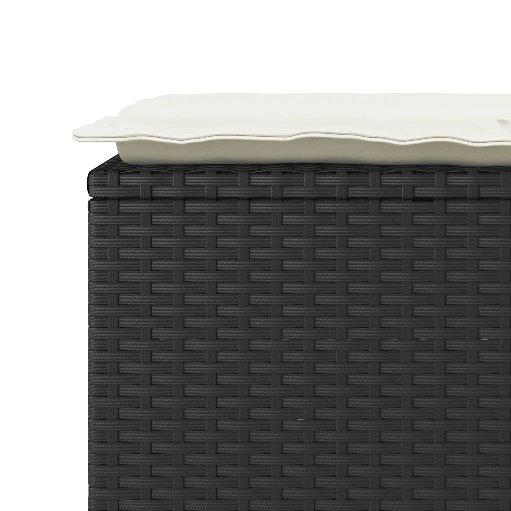 Panca da Giardino con Cuscino Nera 110x40x44 cm in Polyrattan