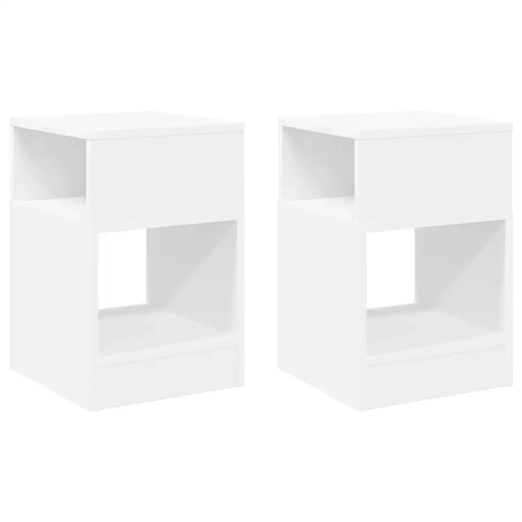 Tavolino 2 pcs Bianco 30,5 x 30 x 45 cm Legno multistrato 890897