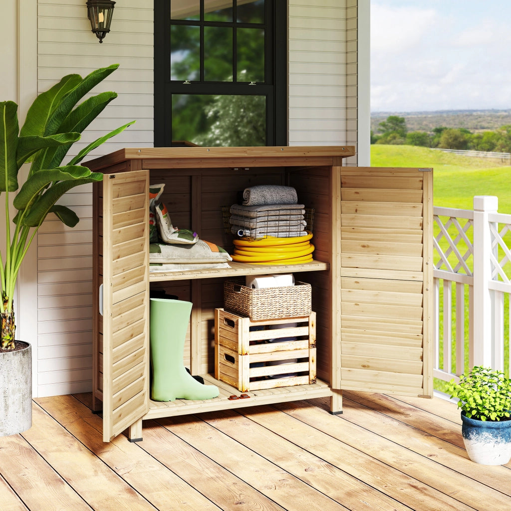 Casetta da Giardino in Legno ¨C zephmum ¨C 87x46,5x96,5 cm 2 Ripiani 2 Porte