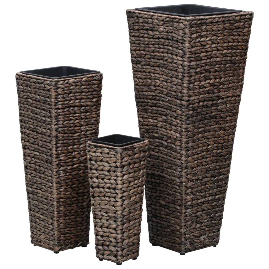 Fioriera rialzata per piante fiori e giardino 3 pezzi giacinto d'acqua marrone scuro 02_0001342