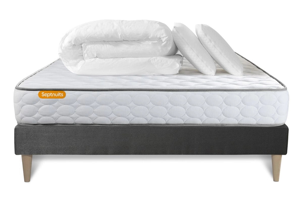 Pacchetto letto completo - Materasso 140x200cm + Box spring con doghe (kit) + 2 cuscini + Piumino - Memo