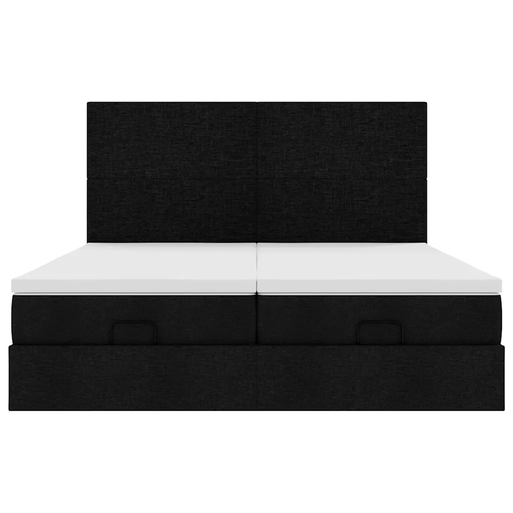 vidaXL Struttura Letto Pouf con Materassi Nero 160x200 cm in Tessuto