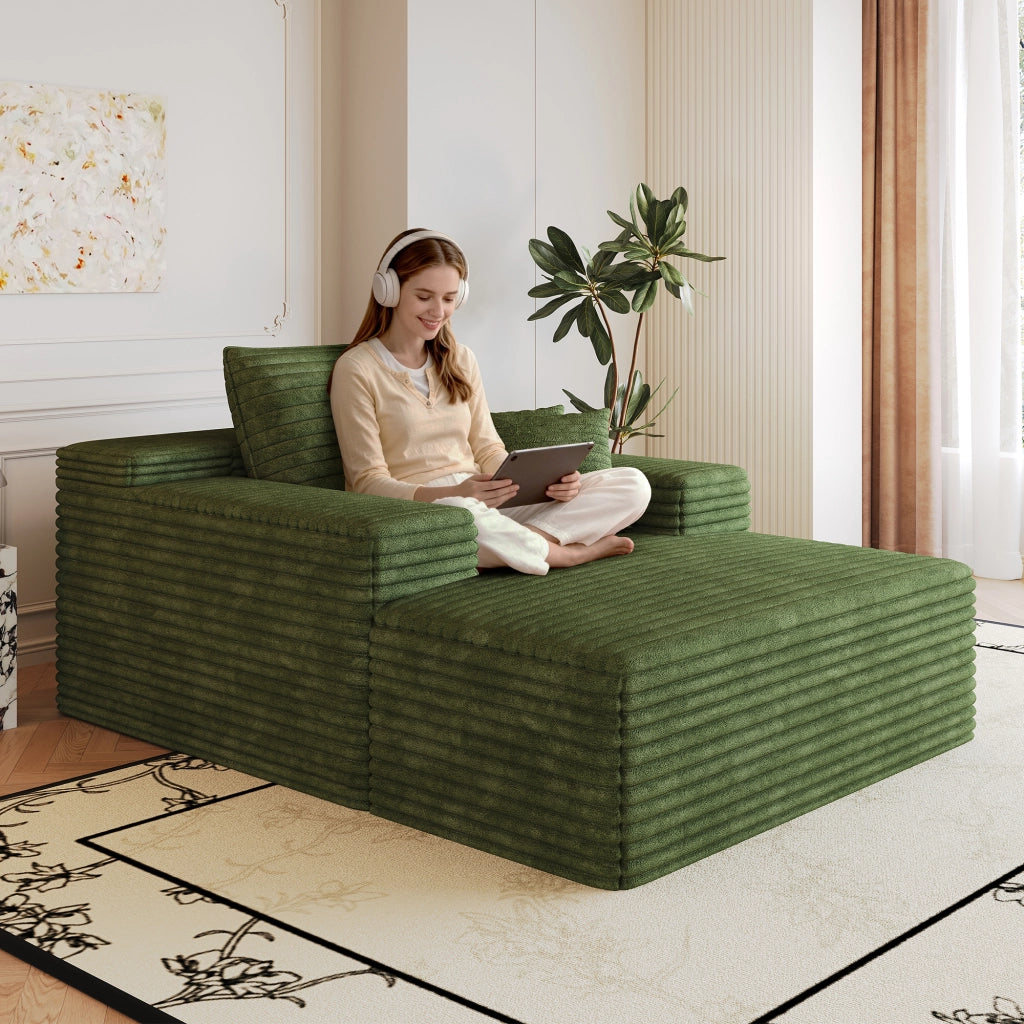 DIVANO Chaise longue 115 x 159 cm in tessuto verde