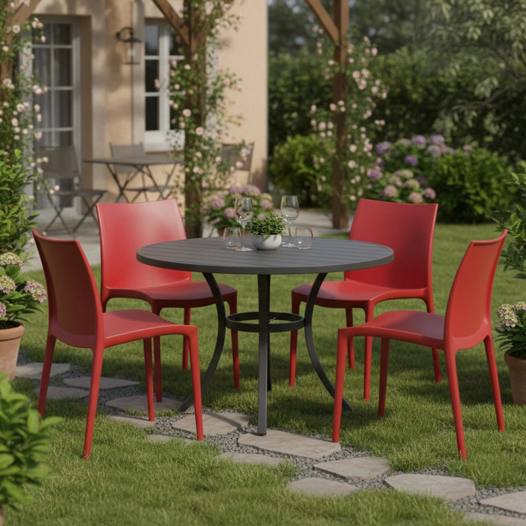 Grover, Sedia da Esterno 4 Sedie Made in Italy, Rosso