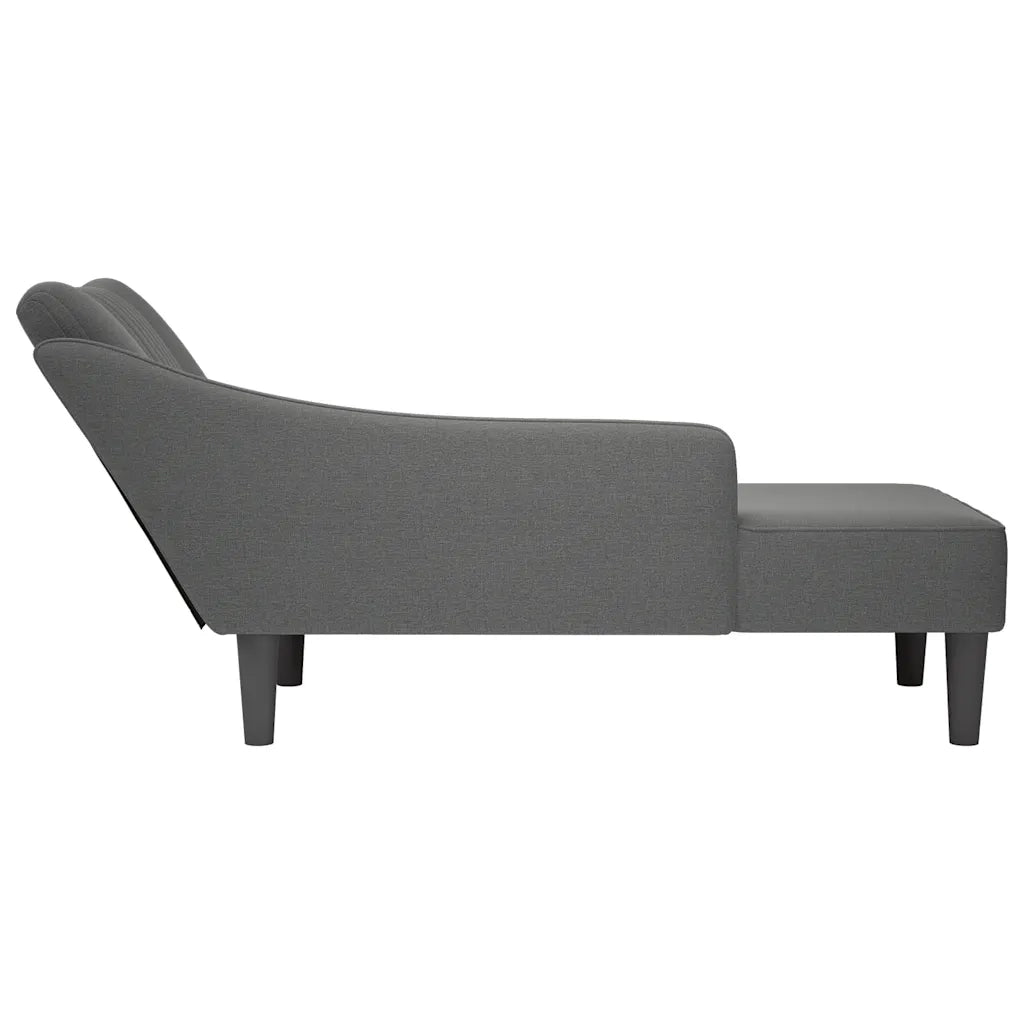 Sdraio con Bracciolo Destro in Tessuto Grigio Scuro 4009801