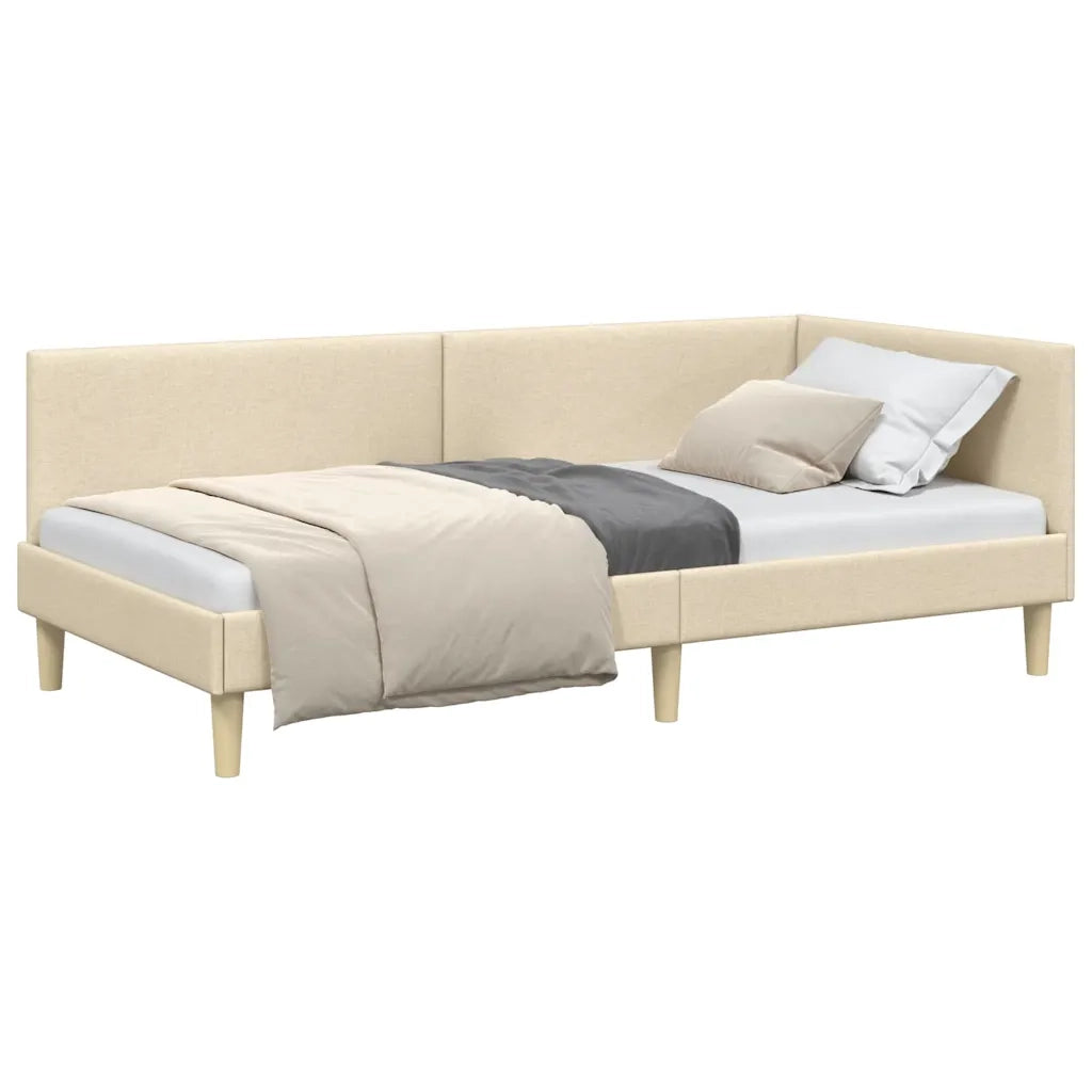 vidaXL Cornice del letto ad angolo Altro Crema 100 x 200 cm