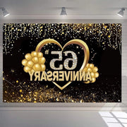 Decorazioni di Fondo per il 65° Anniversario - Bandiera di Buon Compleanno per il 65° Compleanno - Poster di Accessori per il 65° Anniversario - Poster di Tela per il 65° Anniversario - Nera e Oro - Poster di Fondo per le Feste di Compleanno e di Natale