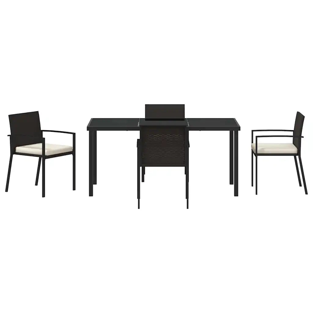 Set da Pranzo per Giardino 5 pz | Set Salotto da Giardino Nero