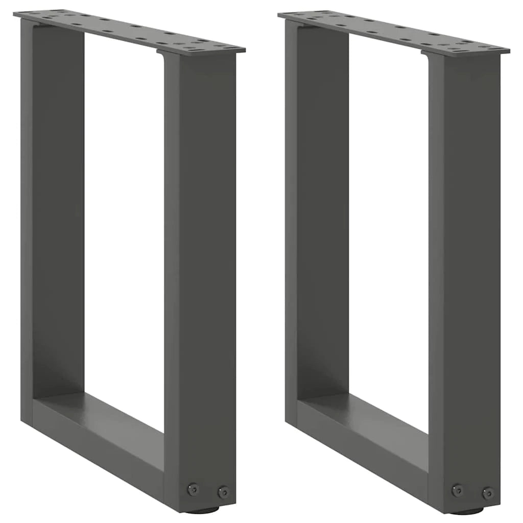 Set di 2 gambe per tavolino a forma di U 28 x 43 cm con piedini regolabili design moderno in acciaio antracite 02_0057390