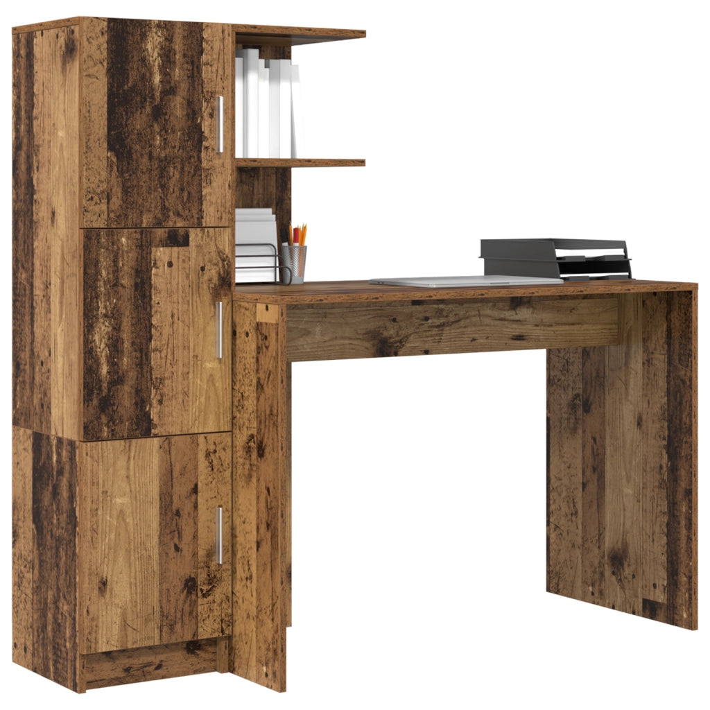 Scrivania con Ripostiglio Legno Vecchio Legno Ingegnerizzato
