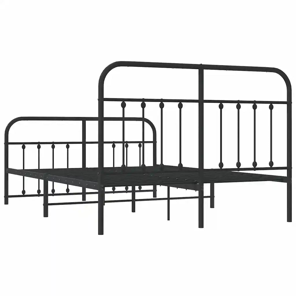 Giroletto con Testiera e Pediera Metallo Nero 135x190 cm 352595