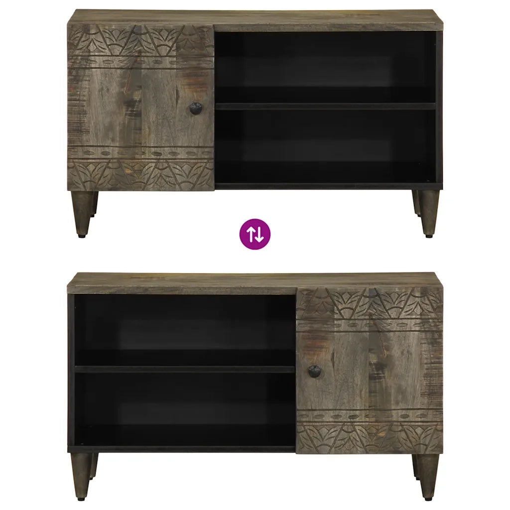 Mobile Porta TV Grigio Chiaro 80x31,5x46 cm in Legno Mango