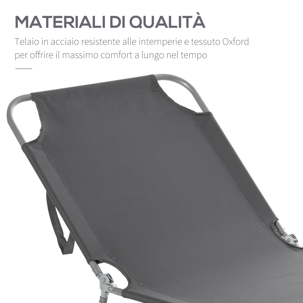 Sdraio Pieghevole con Schienale Reclinabile ¨C zephmum ¨C Grigio 187x55x24