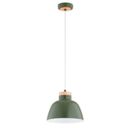 Lampada a sospensione nordica verde/legno Lorien Alfa E27
