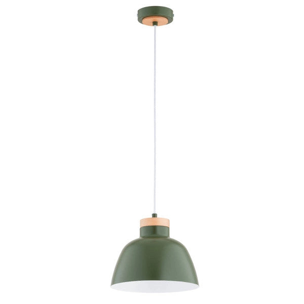 Lampada a sospensione nordica verde/legno Lorien Alfa E27