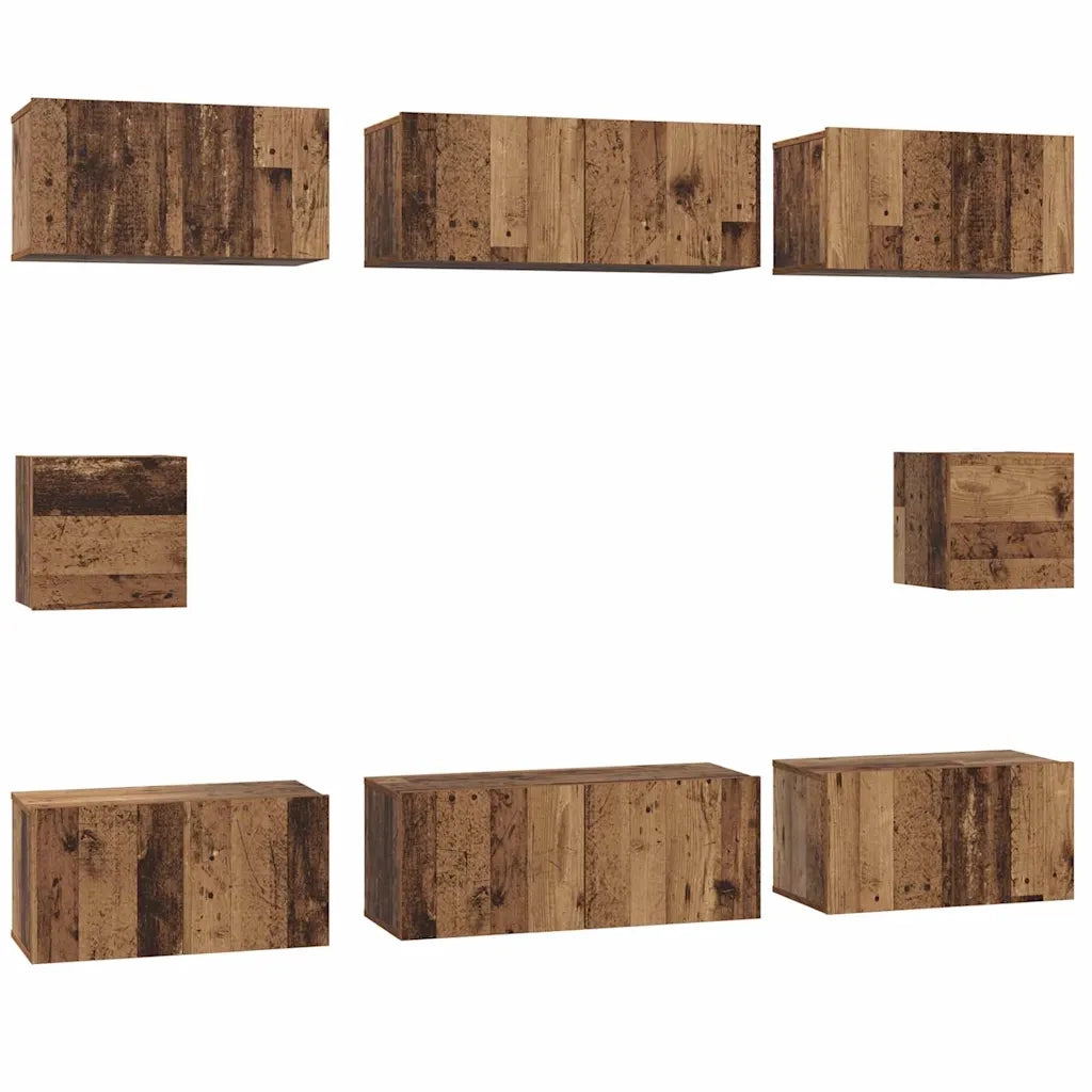 Set mobile TV 8 pcs Legno vecchio Legno multistrato 3393165