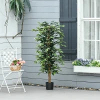 Pianta Finta di Ficus Alta 150cm, Decorazione per Interno ed Esterno con Vaso Incluso