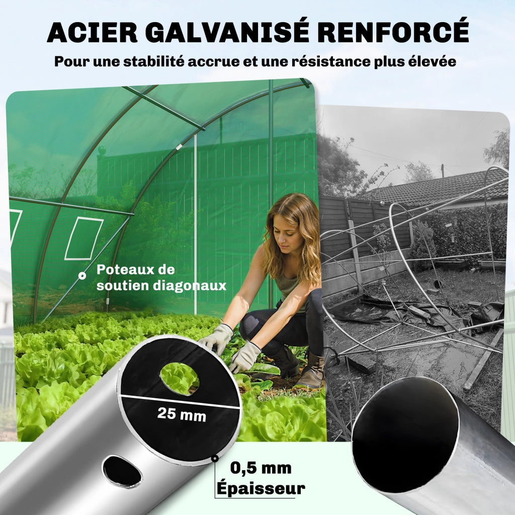 Serra Tunnel da Giardino ¨C Xylo ¨C Struttura Acciaio Galvanizzato 395x595x199cm Verde