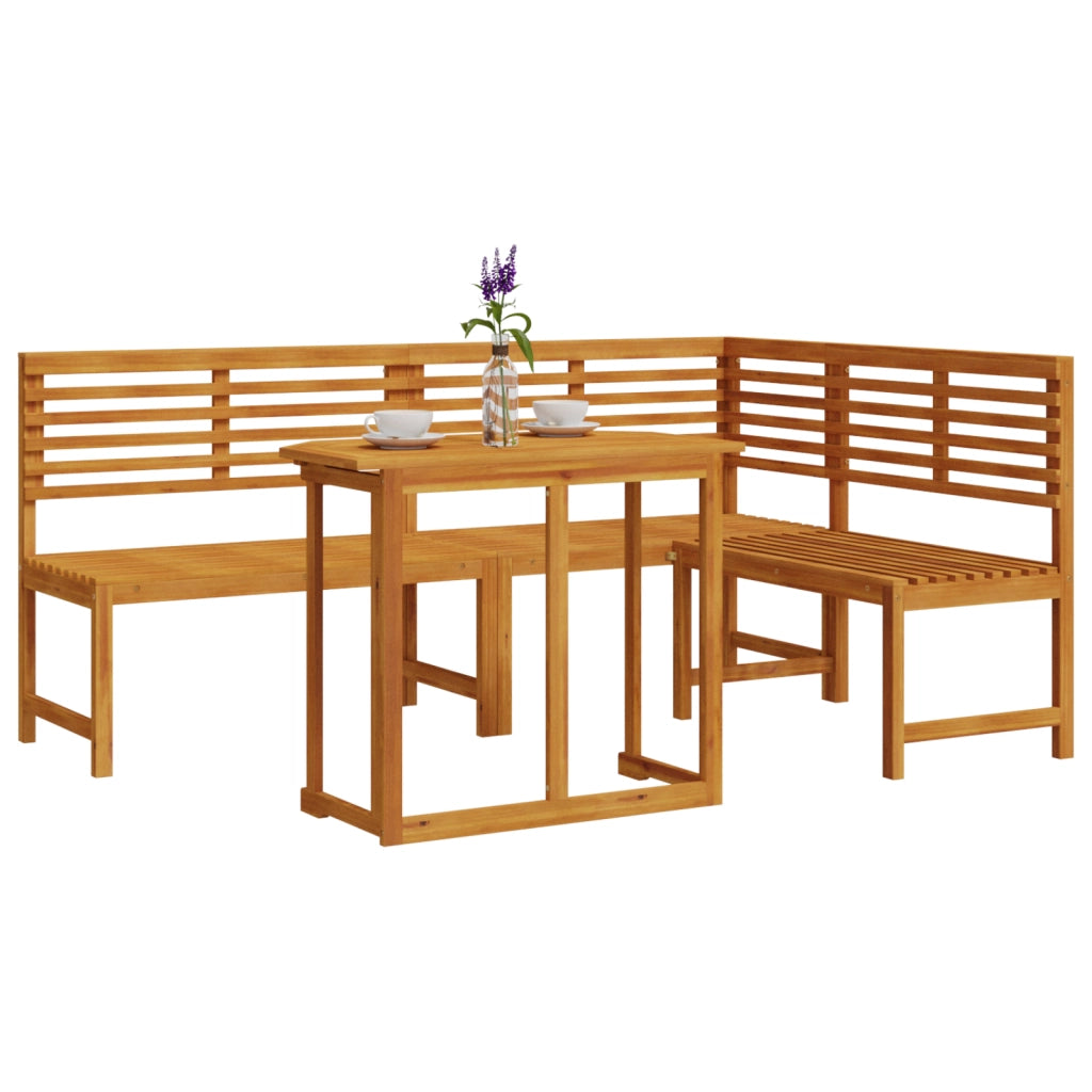 Set Bistro da Giardino in 3 Pezzi in Legno Massello di Acacia