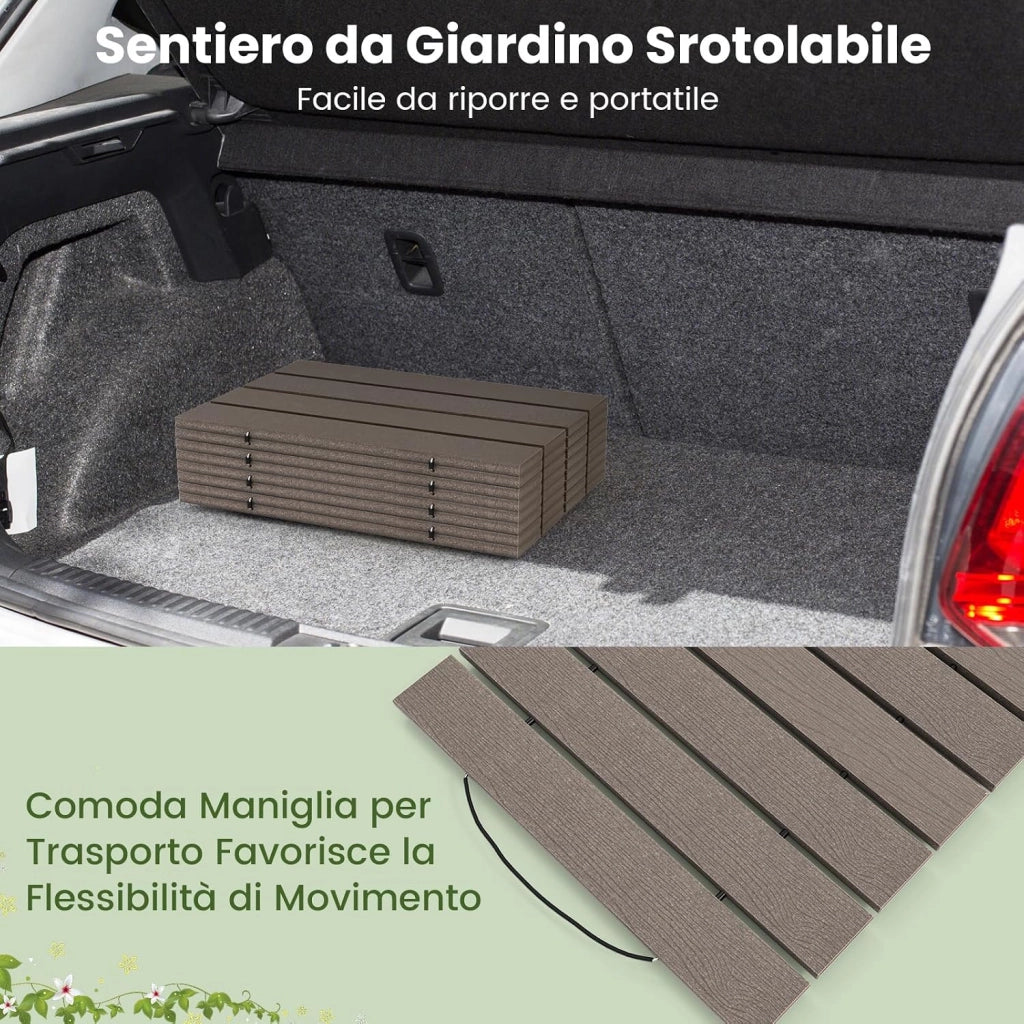 Percorso Giardino 242 cm, Passerella Dritta da Esterno con Connessione a Filo Metallico, Superficie Antiscivolo, Sentiero da Giardino Resistente alle Intemperie (242 x 43 x 1,2 cm)