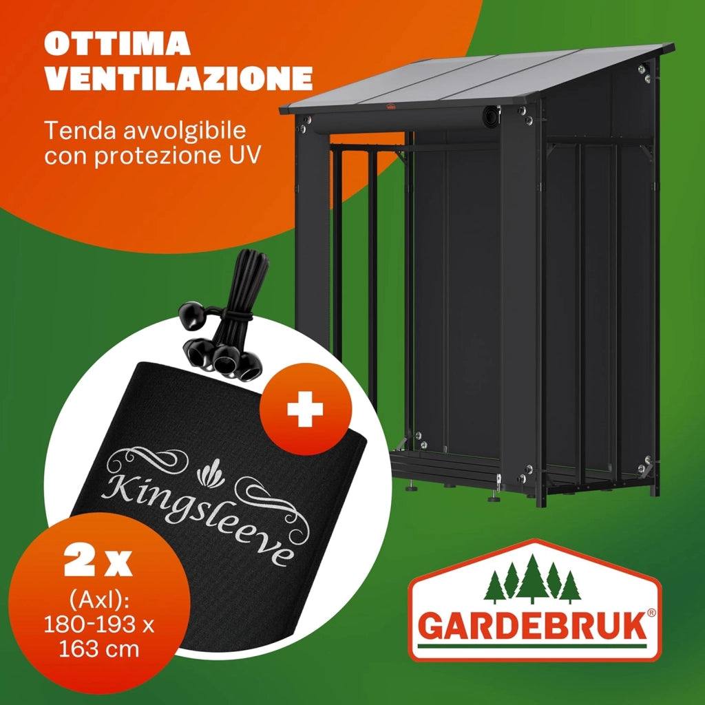 ® Legnaia da Esterno 2,3 m³ 70Px163lx198H cm Tetto Copertura Protettiva Portalegna Rastrelliera Legno Camino Telo Giardino Borsa per Trasporto