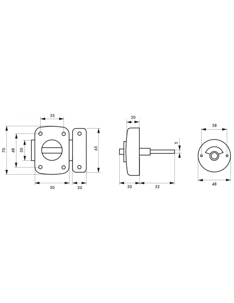 Chiavistello ALOUETTE 50 mm per WC, epossidico argento – THIRARD