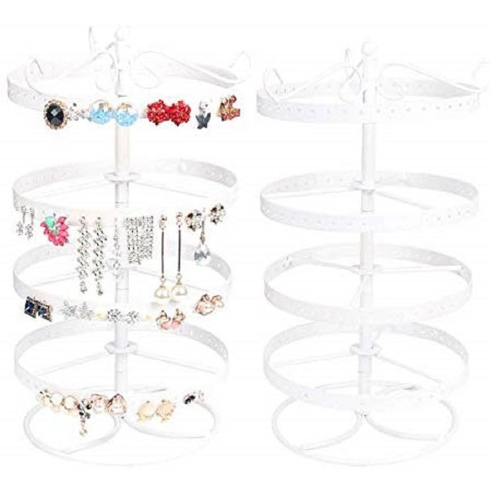 Trade Shop - Organizzatore Verticale Tondo 4 Livelli Bianco Metallo Espositore Organizer Gioielli -
