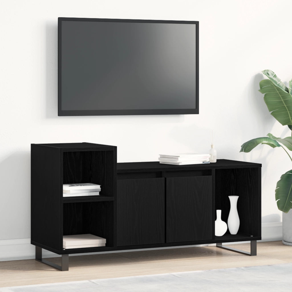 Mobile TV  Nero Rovere 100x35x55 cm Legno ingegnerizzato