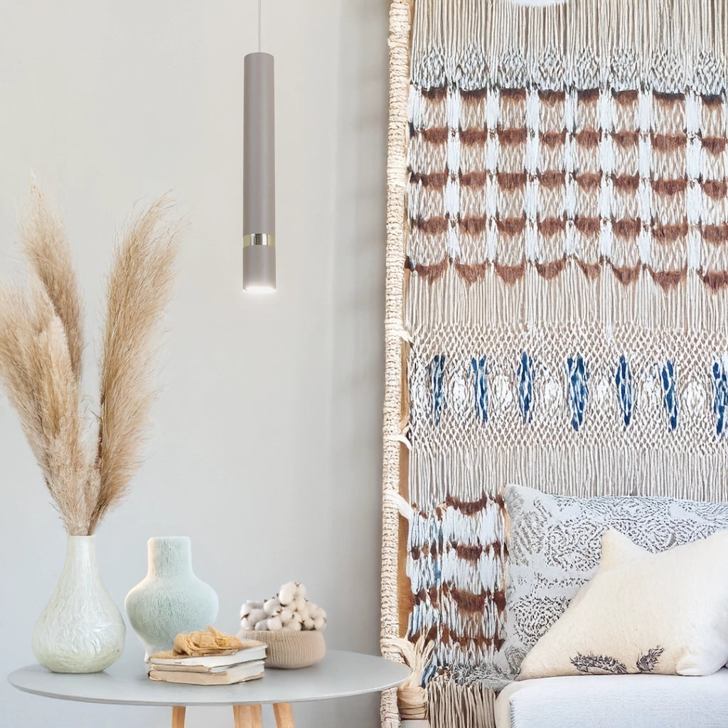 Lampada a sospensione tubo cashmere oro GU10 Milagro