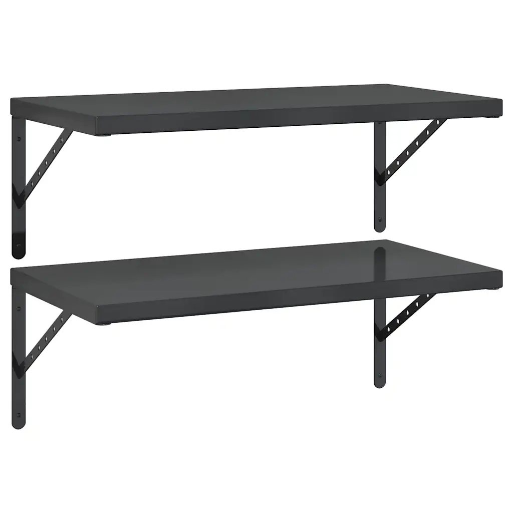 Mensole a Muro 2 pz 75x40 cm Nero in Acciaio Inossidabile 3214514