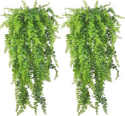 Due pezzi di piante artificiali - Felci penzolanti per interni ed esterni - Decorazione realistica per soggiorno, cucina, balcone e giardino