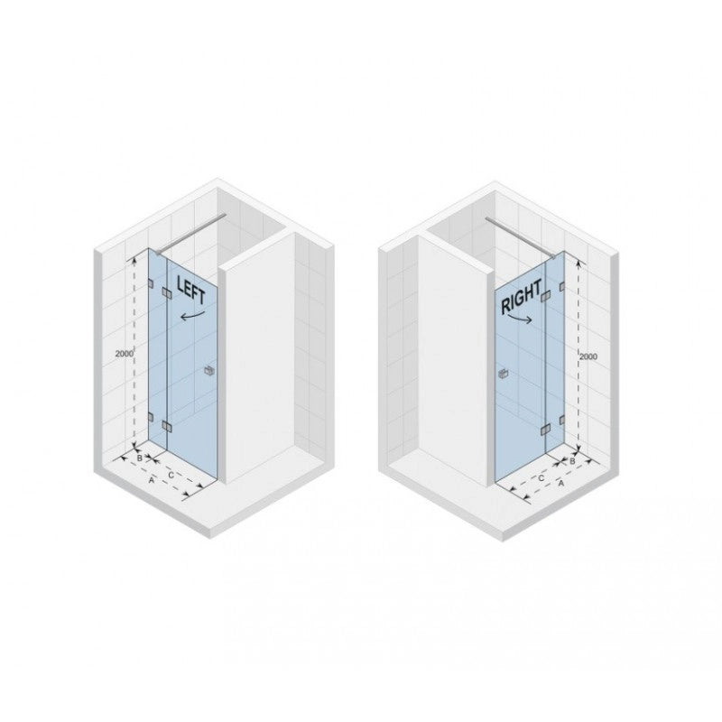 Porta doccia a battente dritta con cerniere cromate SCANDIC NXT 104 RIHO 140x200 cm
