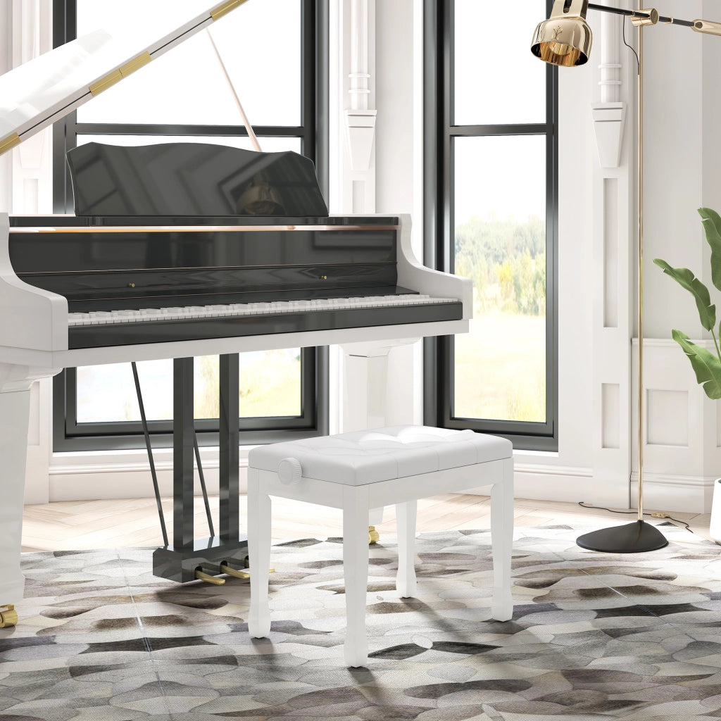 Sgabello da Pianoforte Regolabile ¨C Zephmum ¨C Bianco 64x35x45-55 cm