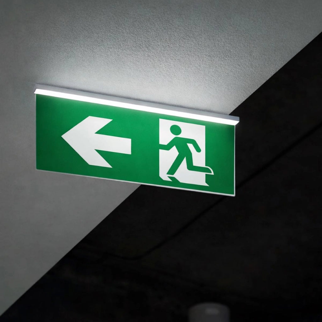 Lampada di emergenza a LED EXIT 220V, 3W, batteria agli ioni di litio 1800mAh, montaggio a incasso, autonomia 3 ore IP20