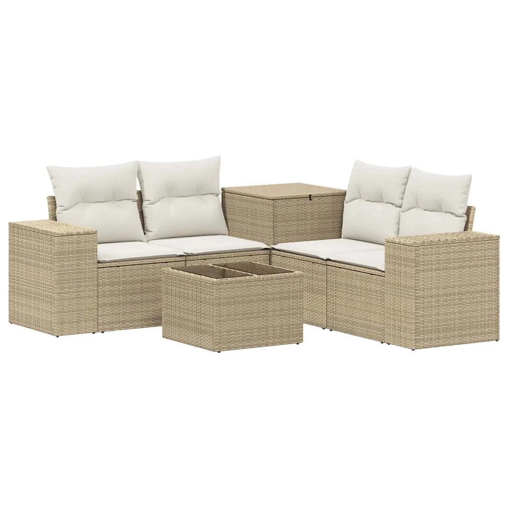 Set di divani 6 pz Beige e Bianco Crema 3447574