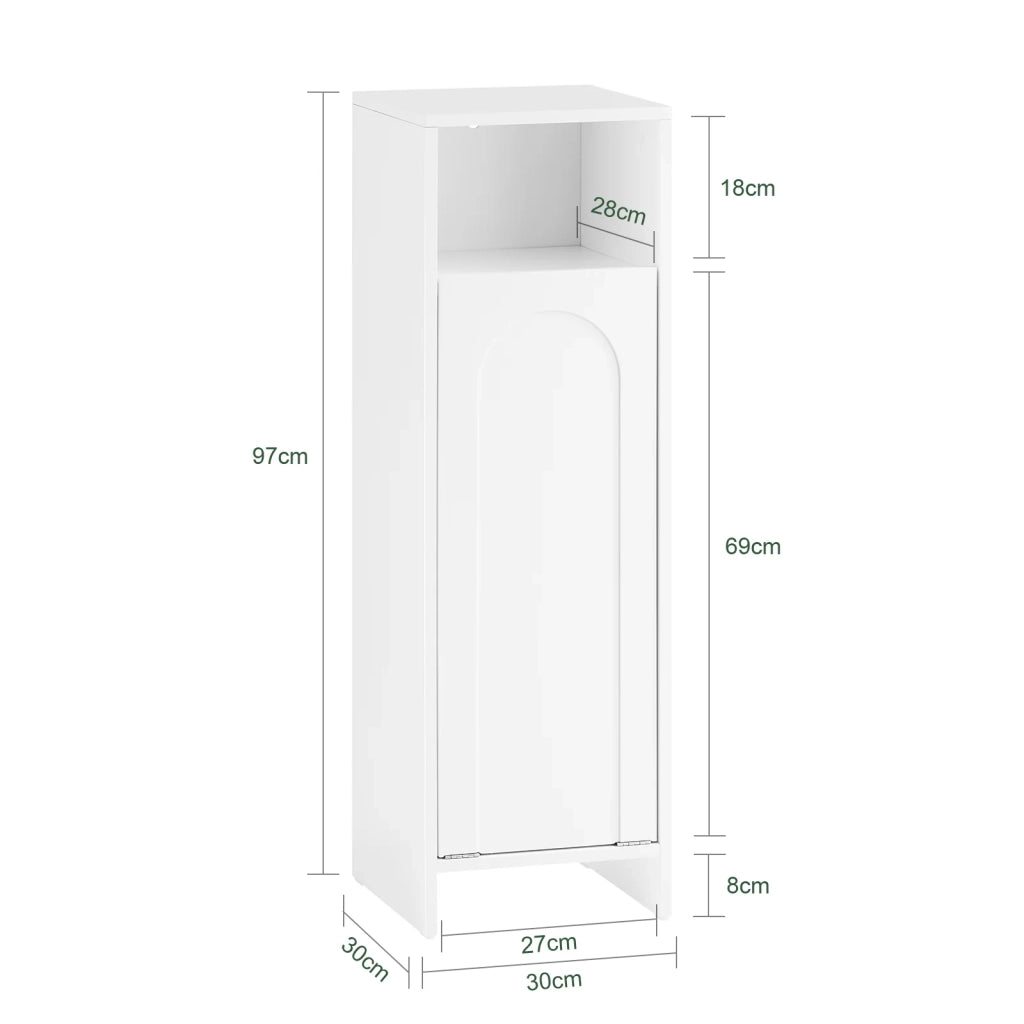 Mobile portabiancheria da Bagno Mobiletto bagno Bianco 30x30x97cm BZR161-W