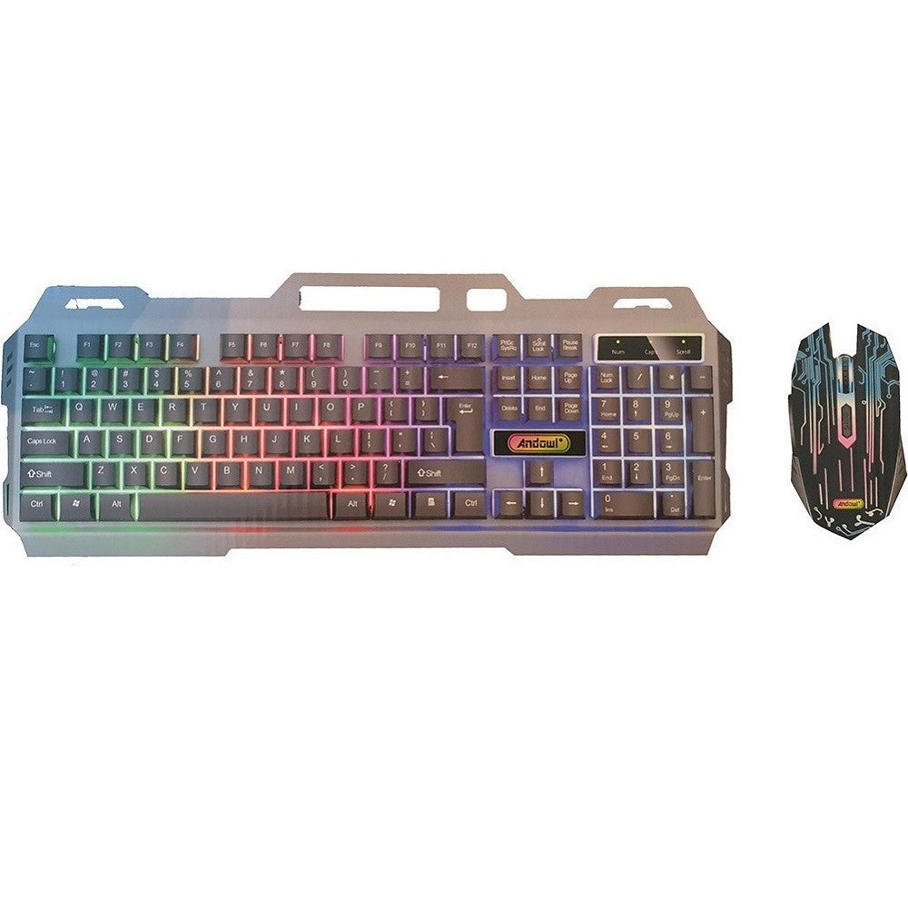 Trade Shop - Set Tastiera Mouse Da Gioco Tasti Retroilluminati Rgb Lingua Inglese Usa Q808 -