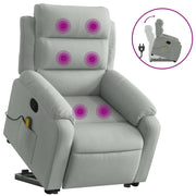 Poltrona | Sedia Relax Alzapersona Reclinabile Grigio Chiaro in Velluto