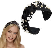 Banda capellina con perle e pietre di strass - Banda capellina vintage ampia - Accessorio capellino rockabilly