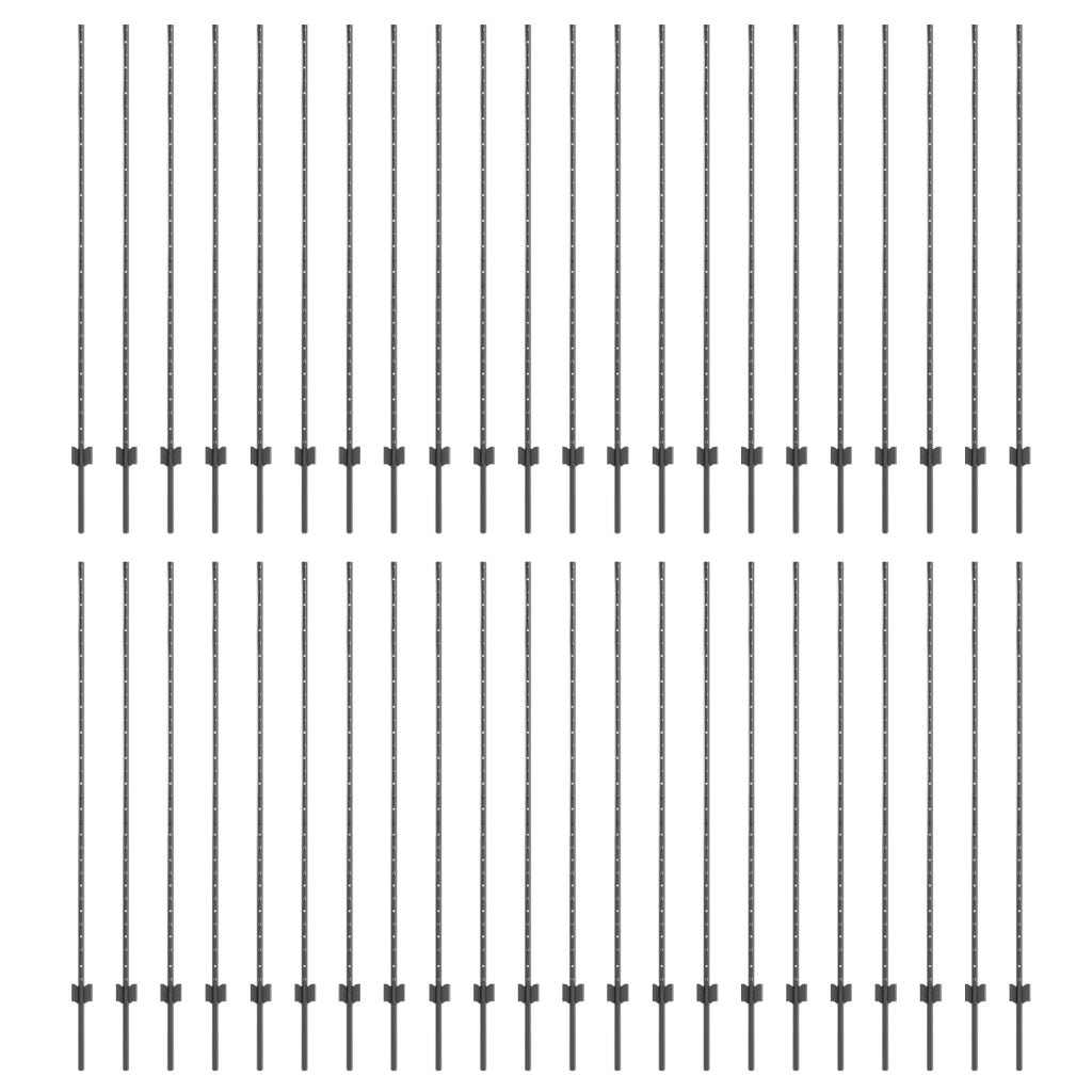 Pali per recinzione 88 pcs U-Channel Grigio 200 cm Acciaio
