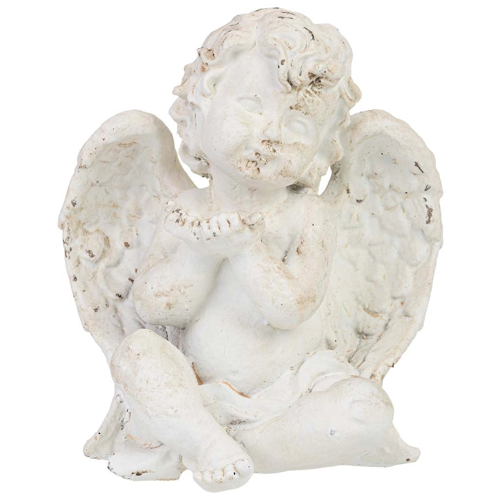 Statuetta decorativa a forma di angelo in resina bianca, 17 x 12 x 20 cm (altezza)