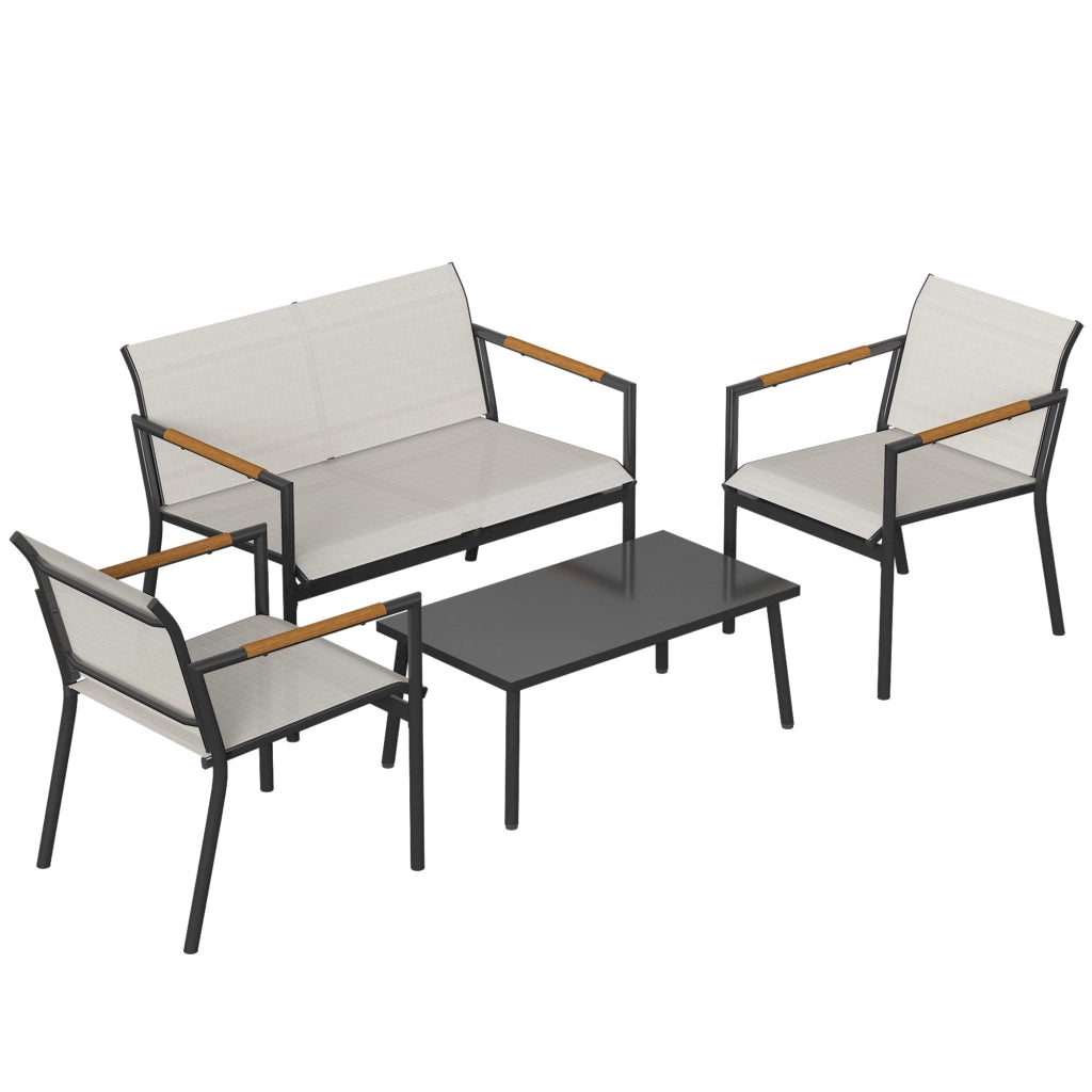 Set Giardino 4 Posti ¨C Zephmum ¨C Divano 2 Posti 2 Poltrone Tavolo Metallo
