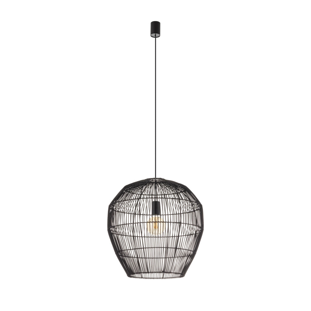 Lampada sospensione bambù nera E27 25W Haiti Nowodvorski