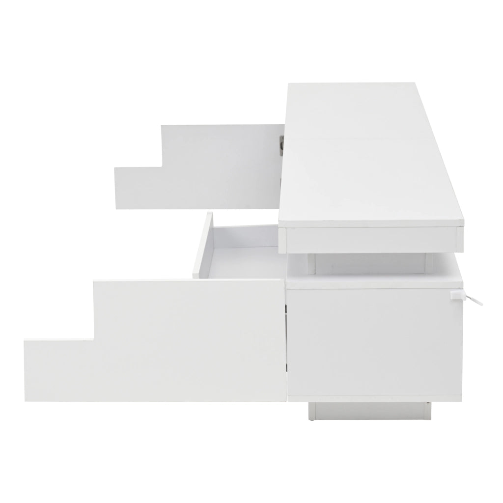 MOBILE TV con LED 175x38x45 cm Bianco lucido con 2 ante e 1 cassetto
