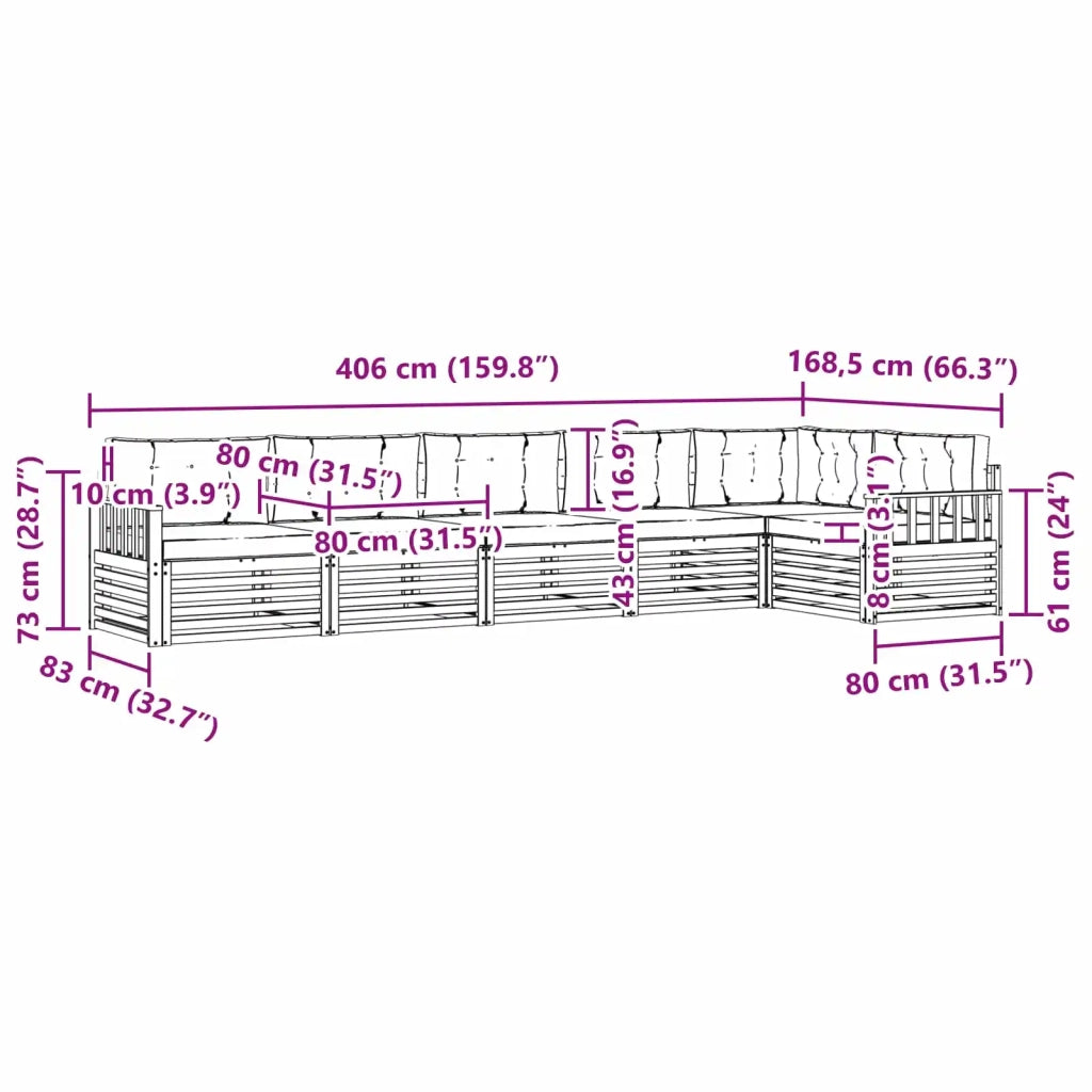 Set di divani da esterno 6 pcs Grigio Naturale e Chiaro 3373531