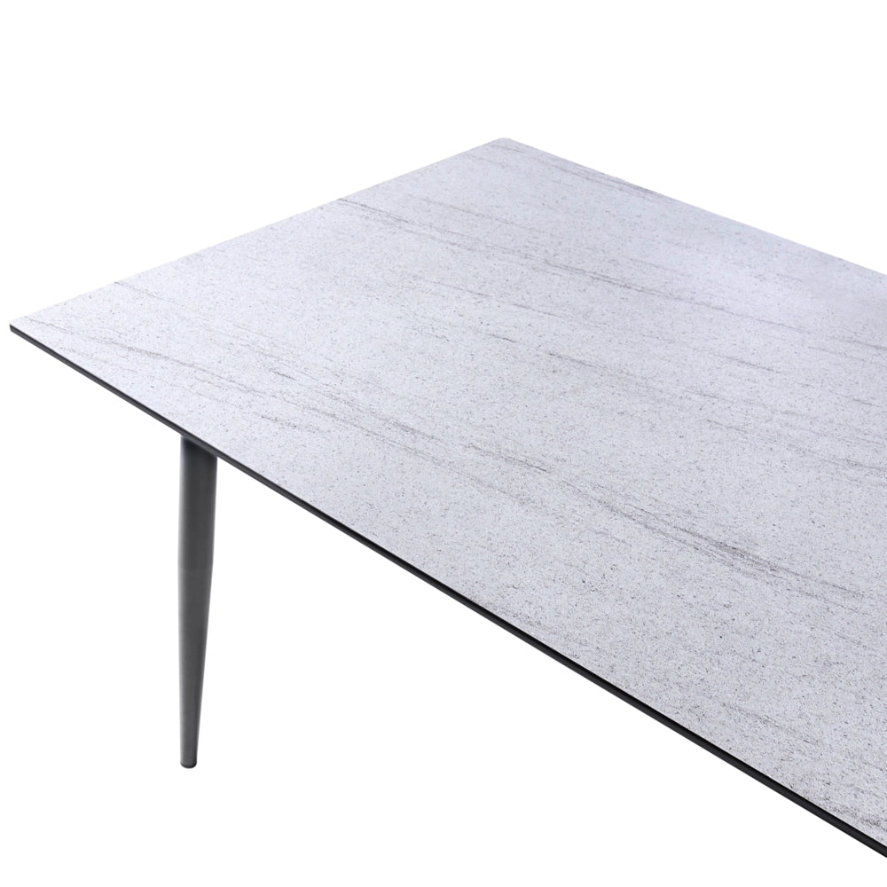 Tavolo da giardino con piano in HPL e struttura in alluminio grigio scuro resistente ai raggi UV all'acqua per esterni, in stile moderno