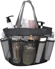 Douchetas portatile, con maniglia, con 8 compartimenti, sacchetto da campeggio con spazio per articoli da bagno e abbigliamento (grigio)