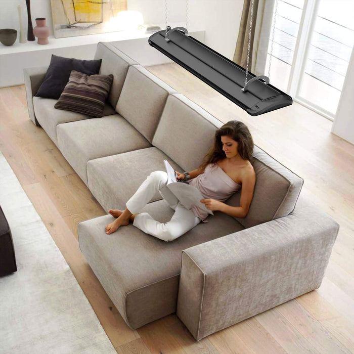 Stufa Elettrica ad Infrarossi 118x25x7,5 cm da Parete 2400W Dimmerabile Moel Aaren Nera