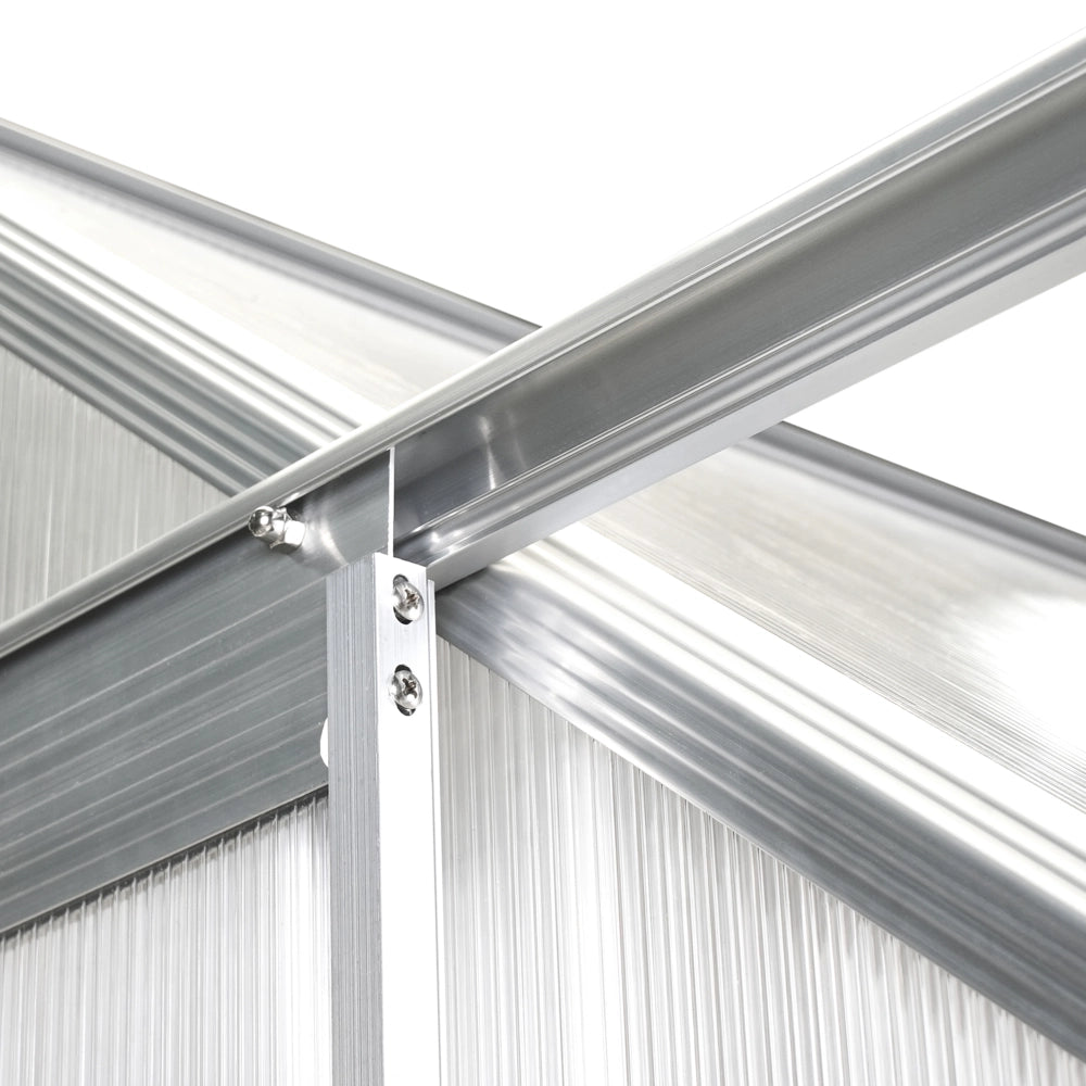 Grande serra da giardino in policarbonato con struttura in alluminio Porte scorrevoli walk-in Protezione UV Argento Puglia